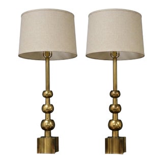 1970s Brass Table Lamps by Stiffel - A Pair For Sale