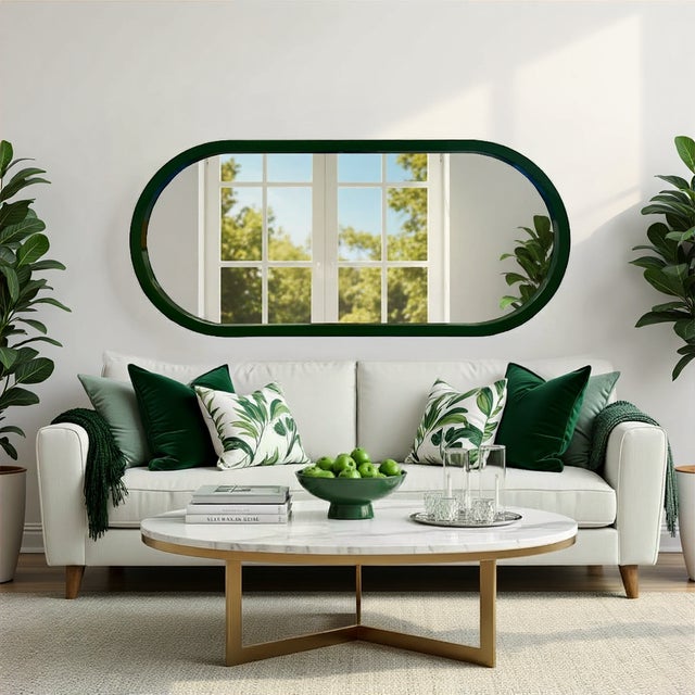Osman Glossy Wild Green Wall Mirror For Sale - Image 11 of 11