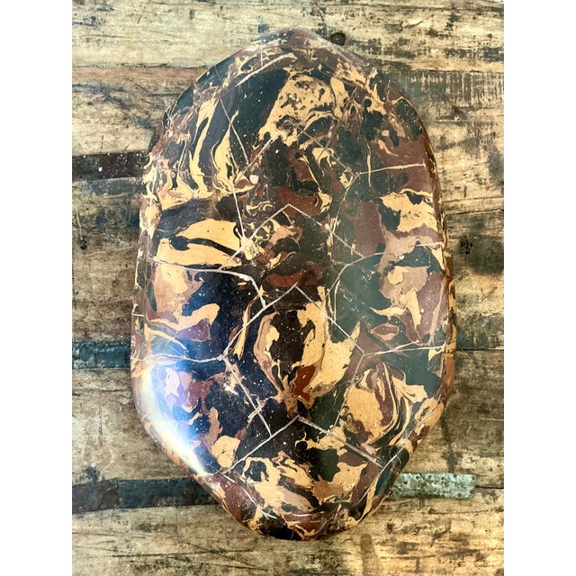Grand Tour Vintage Italian Scagliola Artisanal Pigmented Plaster Turtle Shell For Sale - Image 3 of 12
