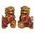 Pair of Vintage Cloisonné Enamel Guardian Lions – Gilt Bronze Jing Lions With Cub & Ball For Sale