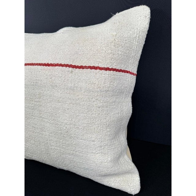 Contemporary Turkish Hemp Pillow Cushion Natural Beige Red Cushion Cover 20x20 For Sale - Image 3 of 4