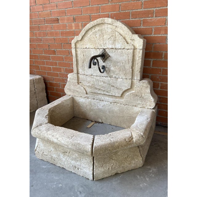 Early 21st Century Menerbes, Small Limestone Wall Fountain, South of France For Sale - Image 5 of 11