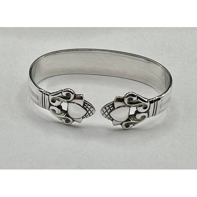 1950s 1950s Georg Jensen Sterling Silver Napkin Ring, Danish Scroll & Foliate Design, Set of 10 Available — Sold Individually For Sale - Image 5 of 12