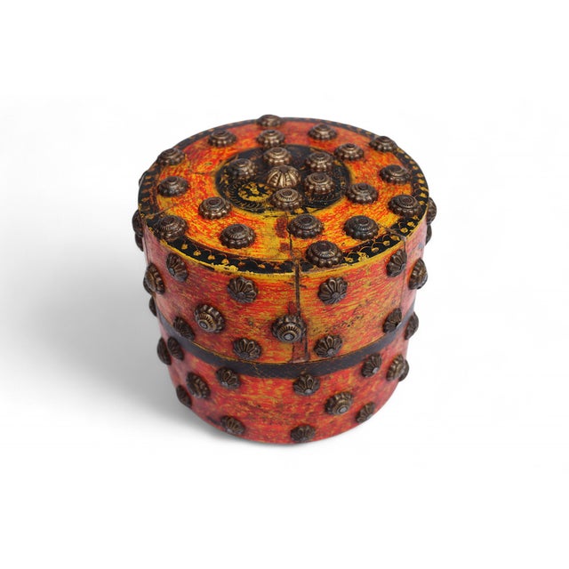 Handpainted Wooden Lacquerware Spice Box, 1950s For Sale - Image 11 of 11
