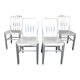 Set of Four Metal Dining Chairs For Sale