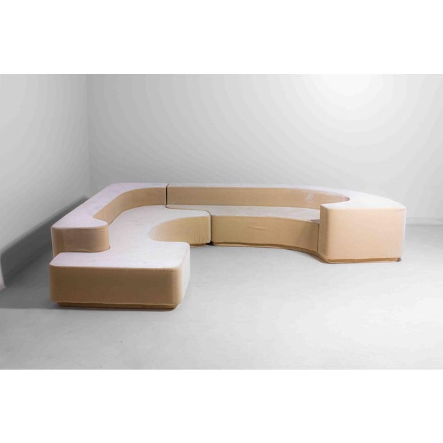 Set of Lara Sofa in Beige Velvet by Roberto Pamio for Stilwood, Italy, 1958 For Sale - Image 9 of 11