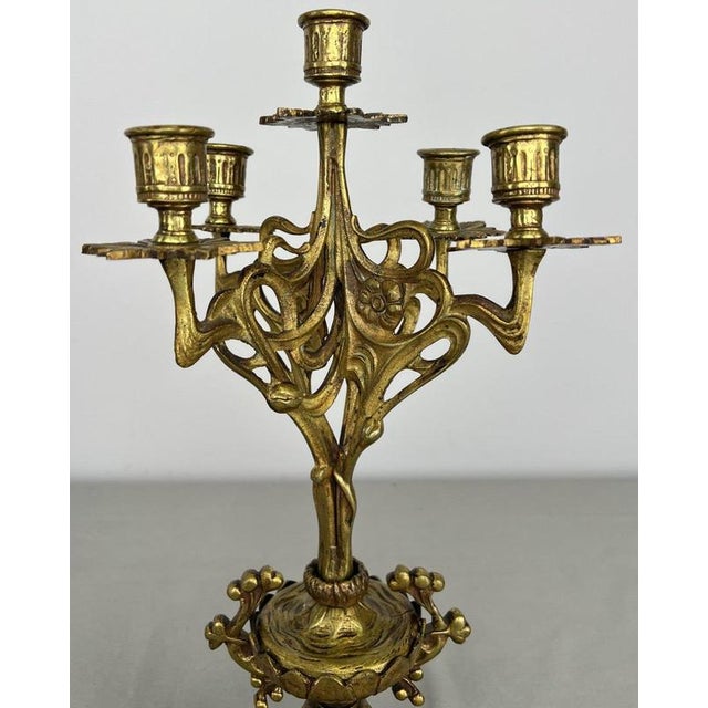 Vintage French Ornate 5-Arm Candelabras, Set of 2 For Sale - Image 9 of 14
