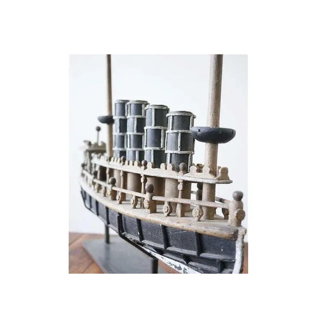 1930s Vintage Folk Art Hand-Carved Ships For Sale - Image 5 of 6