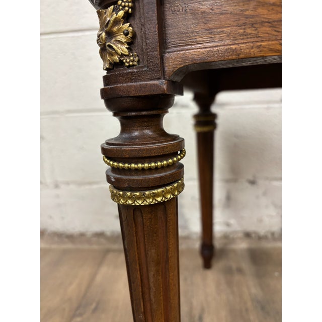 Vintage French Louis XVI Style Harp Back Lyre Back Bronze Ormulu Dining Chairs For Sale - Image 9 of 14