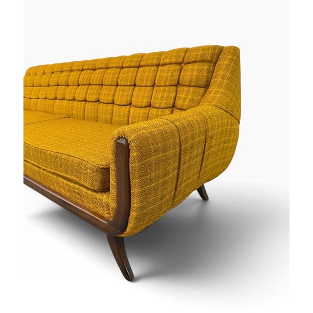 Wood Mid-Century Modern Walnut Upholstered Sofa & Arm Chair For Sale - Image 7 of 16