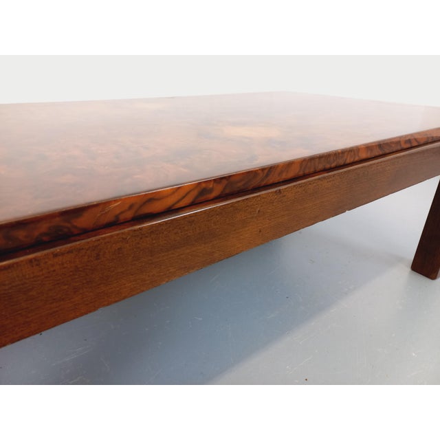 Vintage Rectangular Coffee Table in Elm and Burl, 1970s For Sale - Image 9 of 18