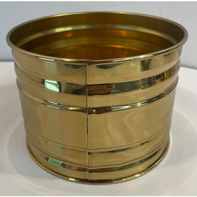Mid-Century Modern Vintage Round 5.5” Brass Planter For Sale - Image 3 of 6