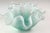 1970s 1970s Murano Style, Art Glass Aquamarine and Frosted White Ruffled Bowl For Sale - Image 5 of 8