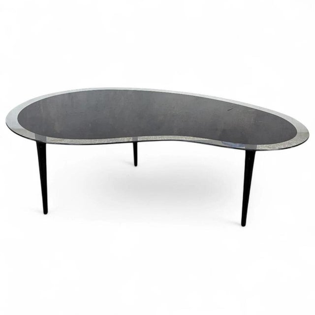 Metal Mid-Century Modern Italian Kidney Coffee Table in Smoked Glass, 1960s For Sale - Image 7 of 9