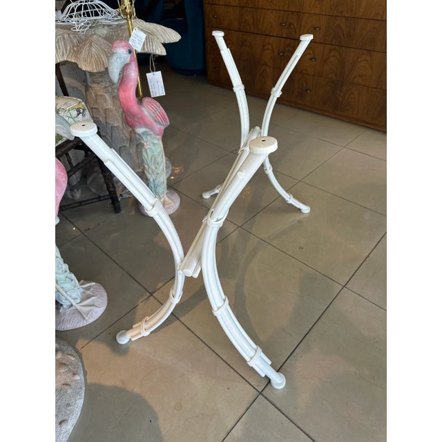 Metal 1970s Faux Bamboo Metal X Base Table Base For Sale - Image 7 of 11