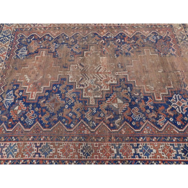 1900 - 1909 Distressed Antique Persian Rug. 5'2"x 6'7" For Sale - Image 5 of 13