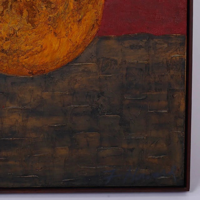 Textile Mid-Century Modern Expressionist Oil Painting on Canvas For Sale - Image 7 of 10