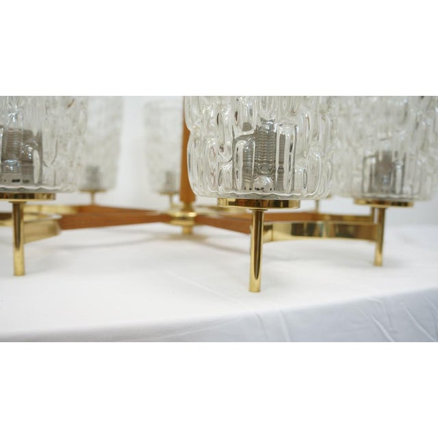 1960s Large Mid-Century Teak and Brass Chandelier by Rupert Nikoll, 1960s For Sale - Image 5 of 9