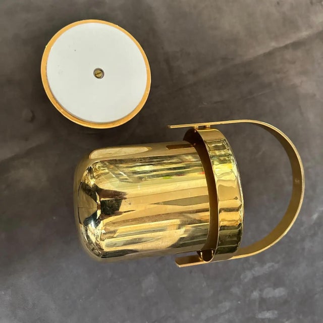 1970s Mid-Century Modern Gilded Metal Italian Ice Bucket For Sale - Image 10 of 11