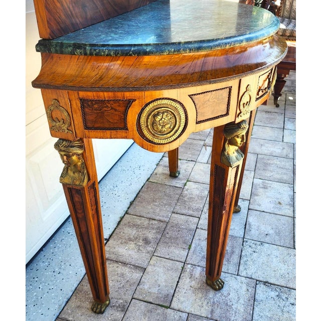 French Empire Style Console Marble Entry Table & Mirror For Sale - Image 9 of 17
