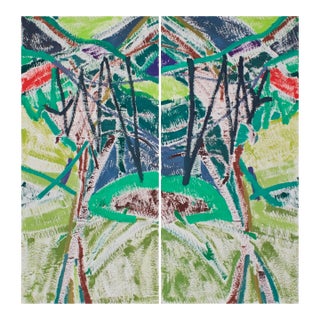 "Mirrored Palms" Large Abstract Acrylic Painting by Simon Findlay For Sale