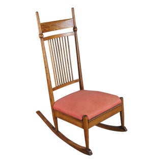 Antique Victorian Aesthetic Movement e.w. Godwin-Style Oak Rocking Chair Rocker For Sale