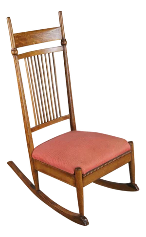 Antique Victorian Aesthetic Movement e.w. Godwin-Style Oak Rocking Chair Rocker