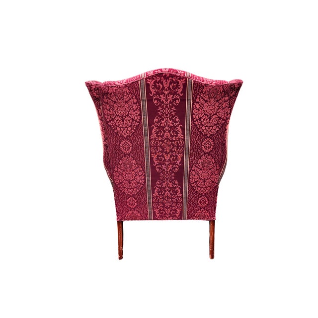 Custom Upholstered Wingback Chair For Sale - Image 4 of 5