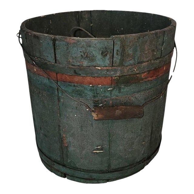 Late 19th Century Original Blue Painted Handled Sap Bucket For Sale