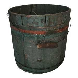 Late 19th Century Original Blue Painted Handled Sap Bucket