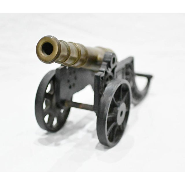 Metal Antique Cast Iron Cannons with Gunmetal Barrels 1920, Set of 2 For Sale - Image 7 of 8
