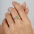Emerald Mid Century Style 4 X 6 Mm Natural Oval Emerald Ring With Diamond Clusters Size 7 For Sale - Image 8 of 14