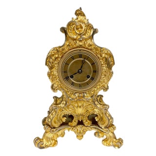 Gilt Rococo Mantel Clock from Dupont De Paris, 1850 For Sale