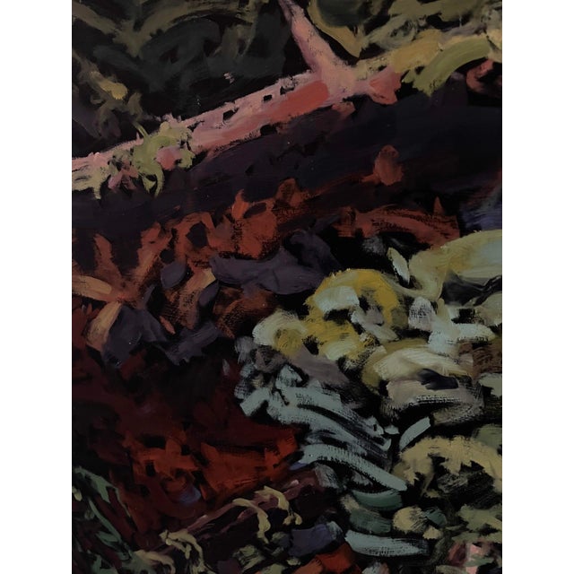 Early 21st Century The Forest Never Sleeps by Deb Komitor | Oil on cradled board Night scene in a dense forest with moonlight. For Sale - Image 5 of 5