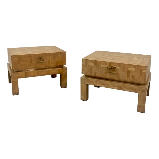 Bamboo and Brass Bedside Tables by Dal Vera, Italy, 1970s, Set of 2 For Sale