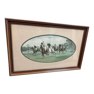 Cal-Mode Fine Furniture Gallop on the Boards Polo Scene, Framed For Sale