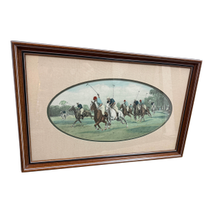 Cal-Mode Fine Furniture Gallop on the Boards Polo Scene, Framed