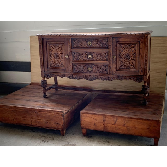 20th Low Platform Coffee Table, Slabs of Vintage Hardwood . Conductors Podium For Sale - Image 11 of 12