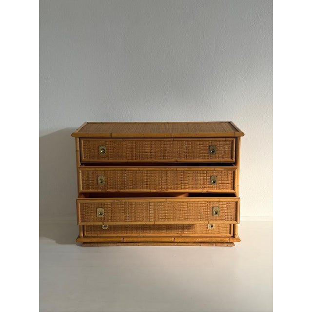Vintage Rattan Chest of Drawers from Dal Vera, 1970s, in Flawless conditions. Designed 1970 to 1979 This piece has an...