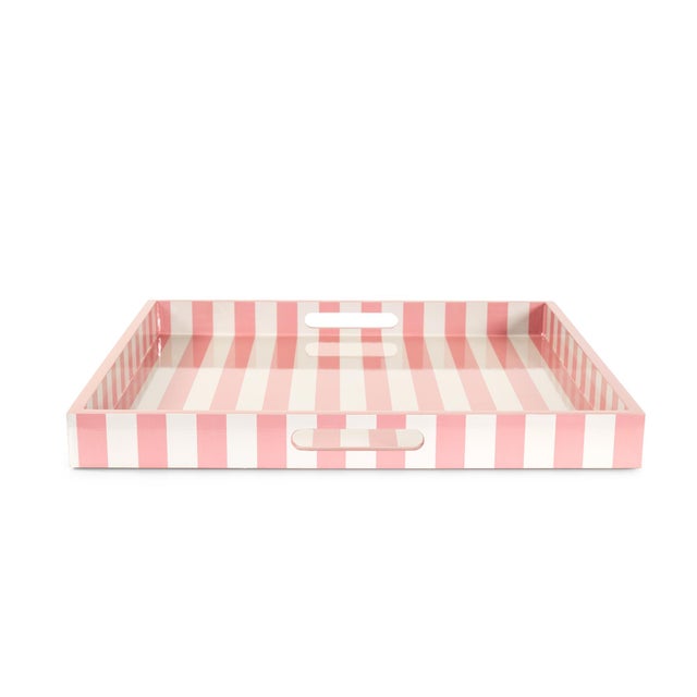 Contemporary Soho Pink Stripe Tray For Sale - Image 3 of 10