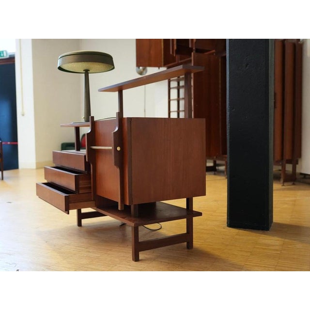 Geometrical Credenza in Wood and Brass, Italy, 1960s For Sale - Image 6 of 8