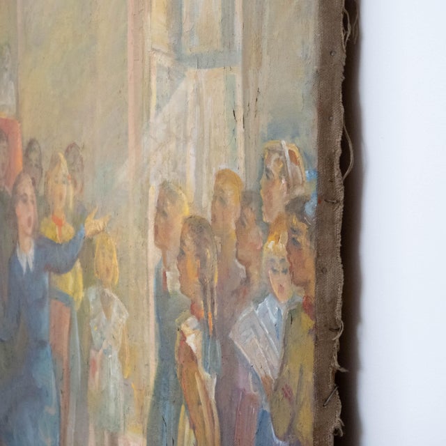 1950s Mid-20th Century Original Untitled Oil on Canvas of a Choir Scene, by Artist Boris Anatolievich Sholokhov (Signed) For Sale - Image 5 of 12