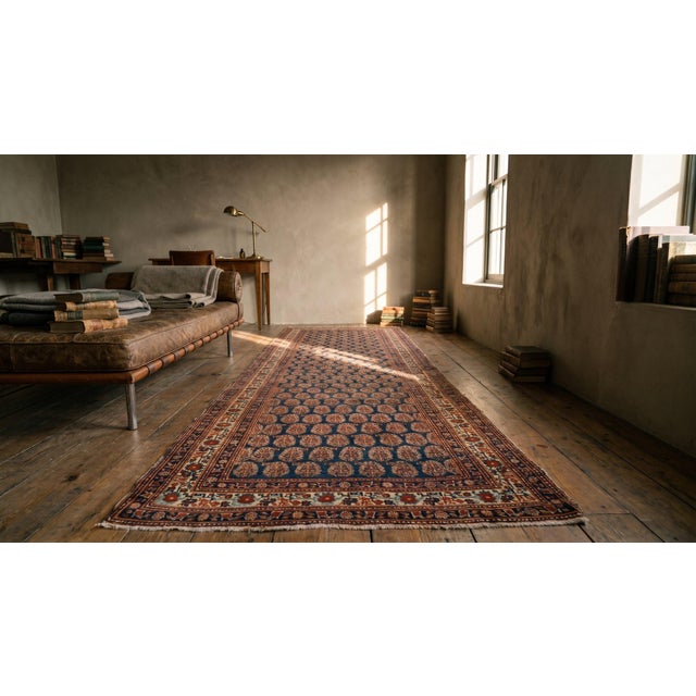 Textile Beauteous Navy Background Color With Paisley Pattern Antique Persian Tabriz Rug For Sale - Image 7 of 8