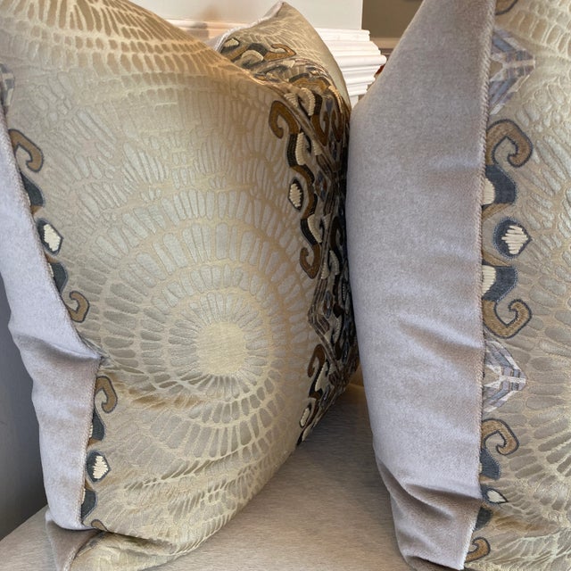 Beacon Hill Beacon Hill “Ammolite Silver Gold” 22” Pillows -A Pair For Sale - Image 4 of 8