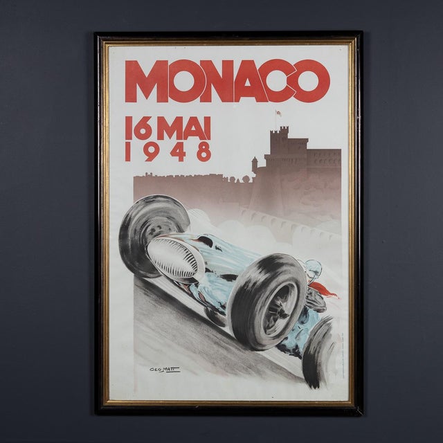 Vintage 20th Century Framed 1948 Monaco Grand Prix Poster from Geo Matt, 1985 For Sale - Image 15 of 16