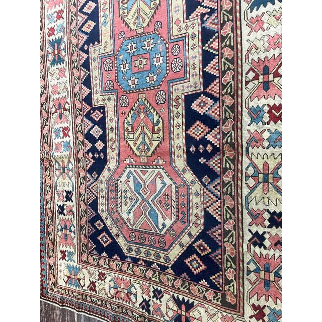 Tan Antique Caucasian Seychour Rug, 4'6" × 10'4" For Sale - Image 8 of 10