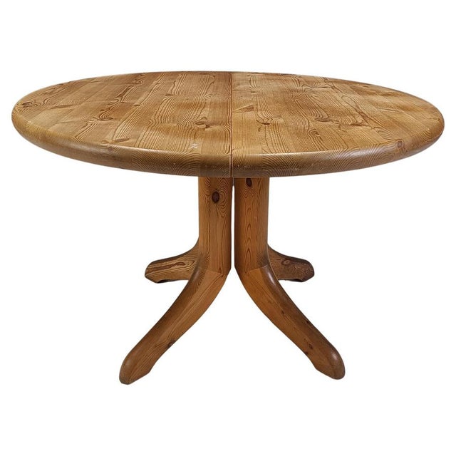 Round Pine Wood Dining Table by Rainer Daumiller, 1970s For Sale - Image 10 of 10