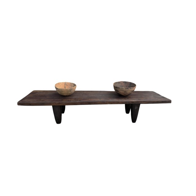 Vintage Large-Tribal-Wood-Senufo-Coffee-Table stool-74.5" W For Sale - Image 4 of 8