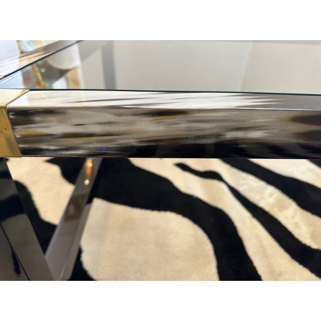 Theodore Alexander Faux Horn Brass and Glass Coffee Table For Sale In Philadelphia - Image 6 of 10