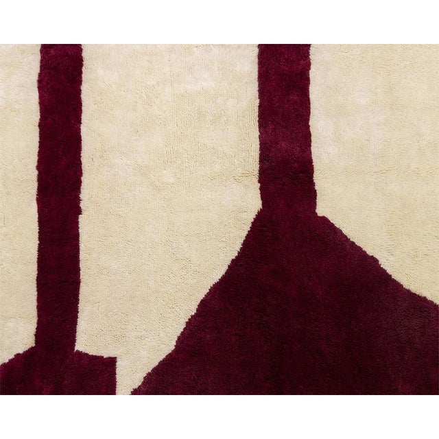 Minimalist Oversize Hand-Knotted Wool Rug | 13'8" X 9'7" | One of a Kind For Sale - Image 4 of 6